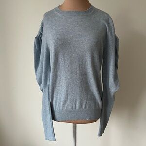Brock Collection Cashmere Blue Puff Long Sleeve Crew Neck Knit Sweater Size M